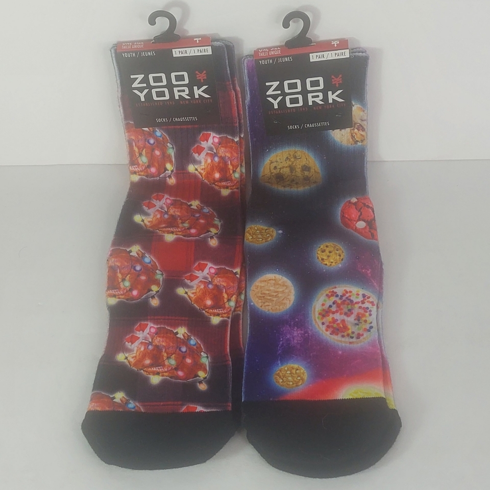 Zoo York 1 Pair of Youth Cookies & Another With Turkey Festive Socks - Colourful